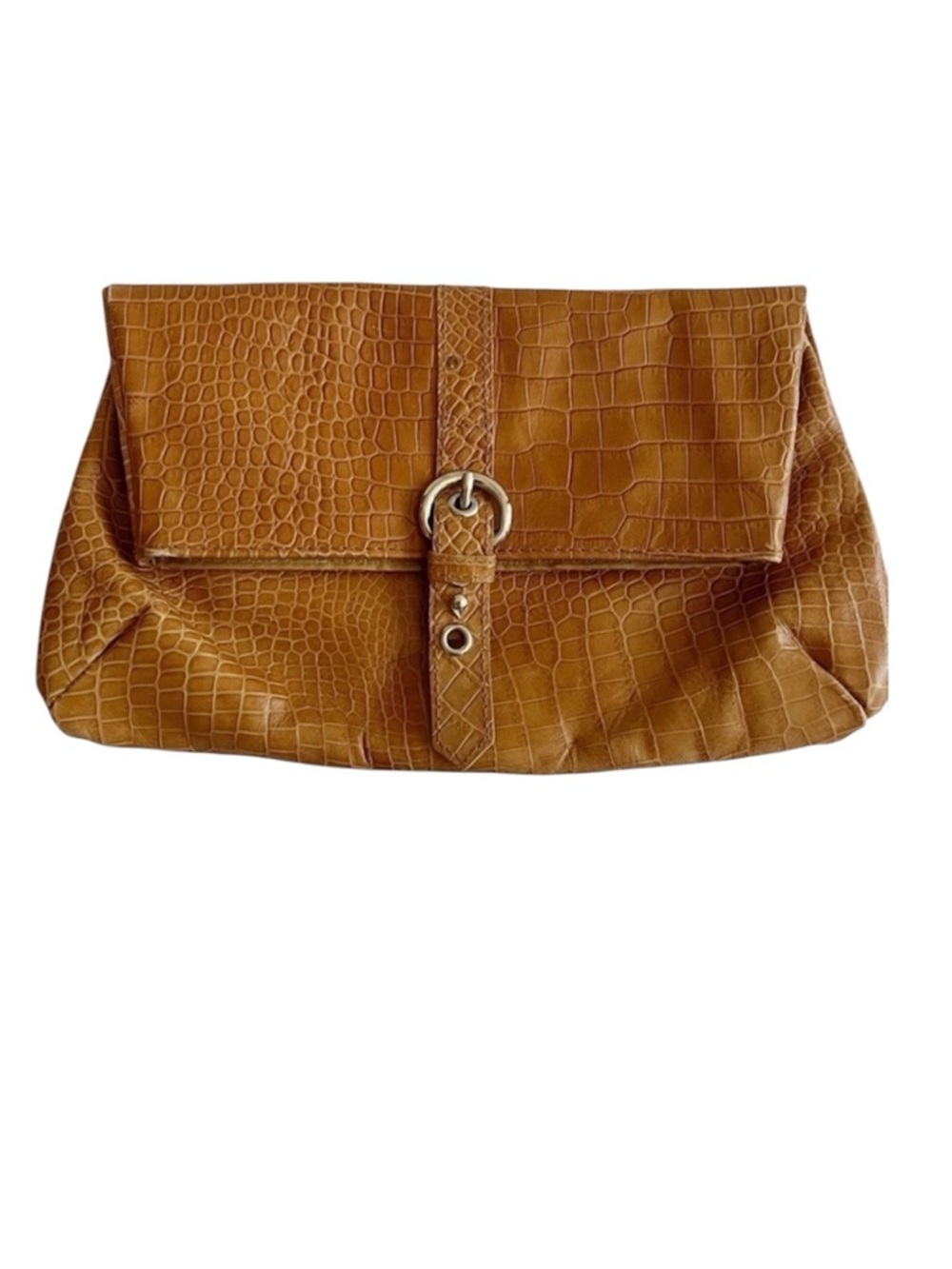 Cecconi P Carmel Croco Embossed Italian Leather Clutch Wristlet Vintage